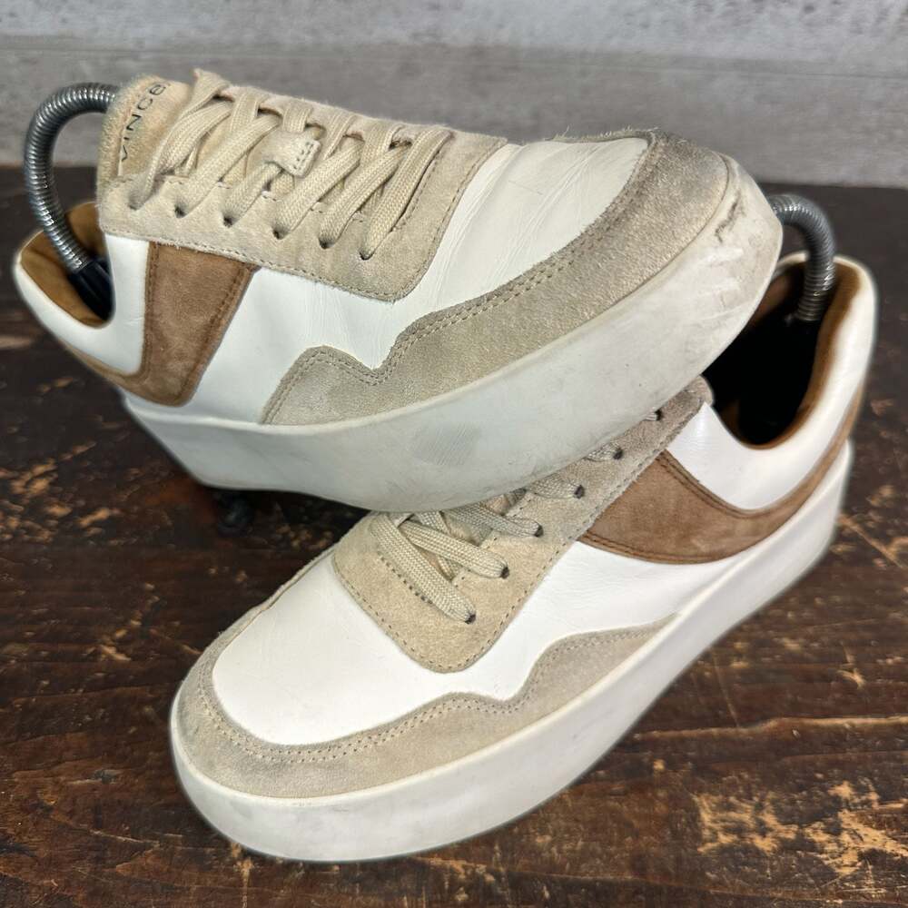 Vince Women's US 6M Warren Court Colorblock Leather and Suede Platform Sneakers - Picture 2 of 9
